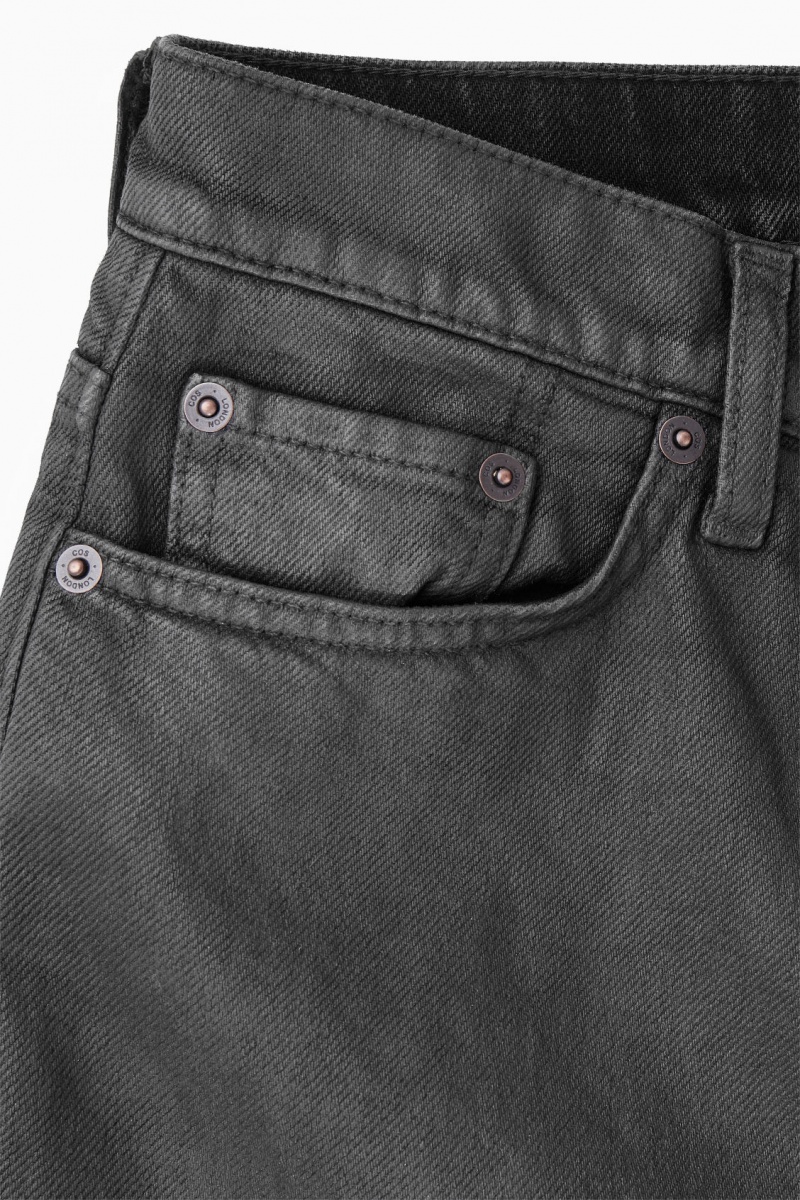 COS Volume Coated-Denim Széles Cipő Farmernadrág Női Fekete | LIAY-65317