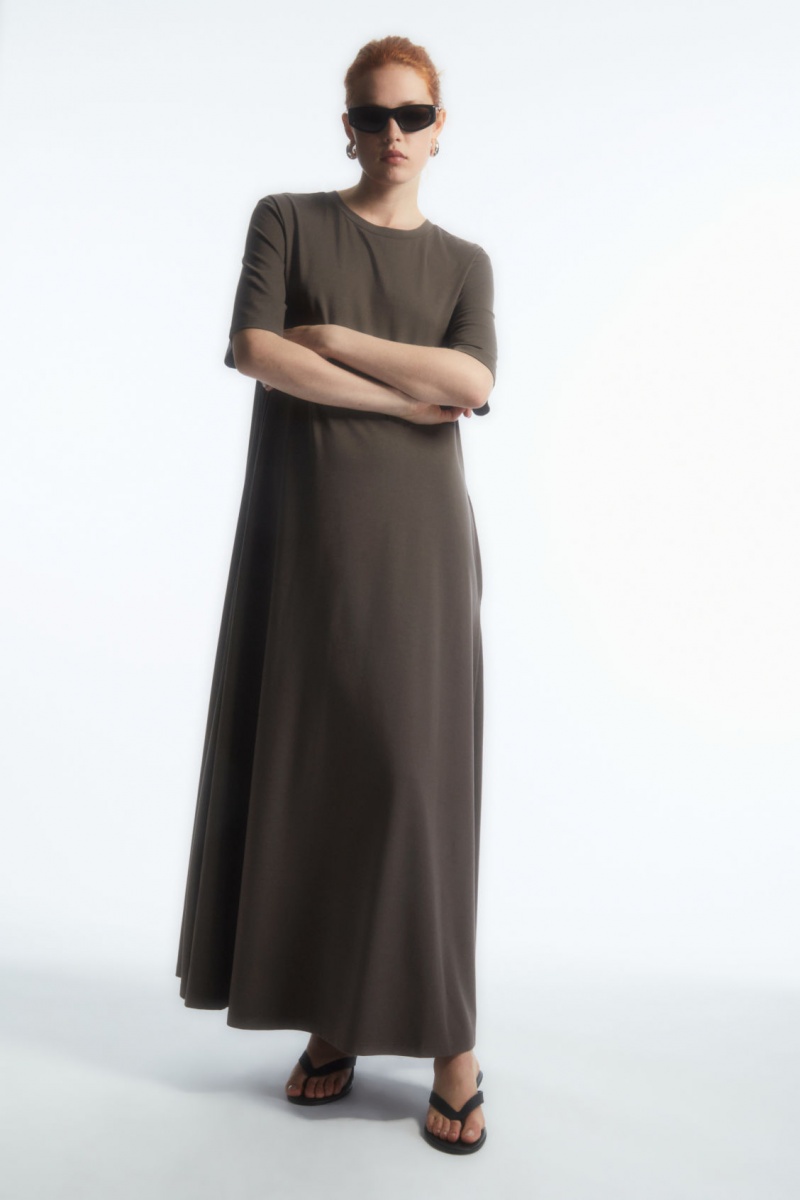 COS Voluminous Maxi T-Shirt Ruha Női Barna | CRSA-36158