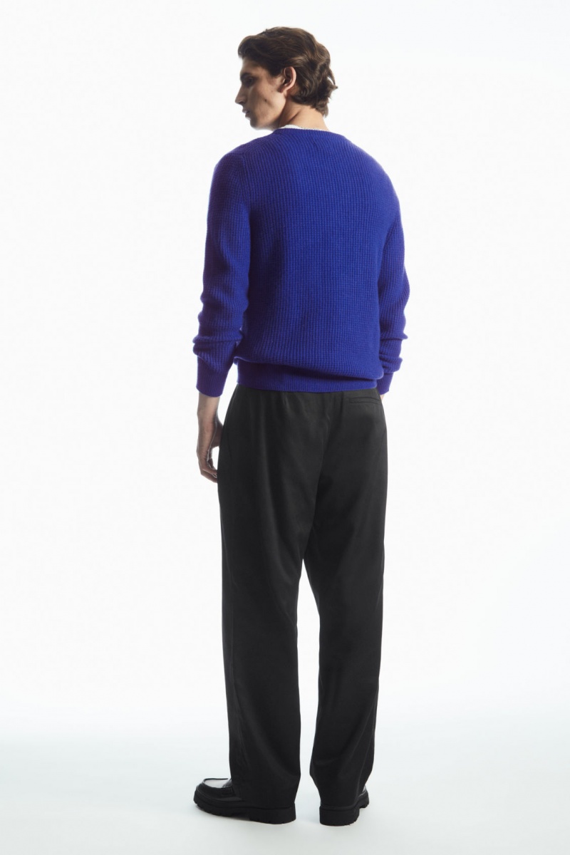 COS Waffle-Knit Pure Cashmere Jumpers Férfi Világos Kék | XYJG-01924