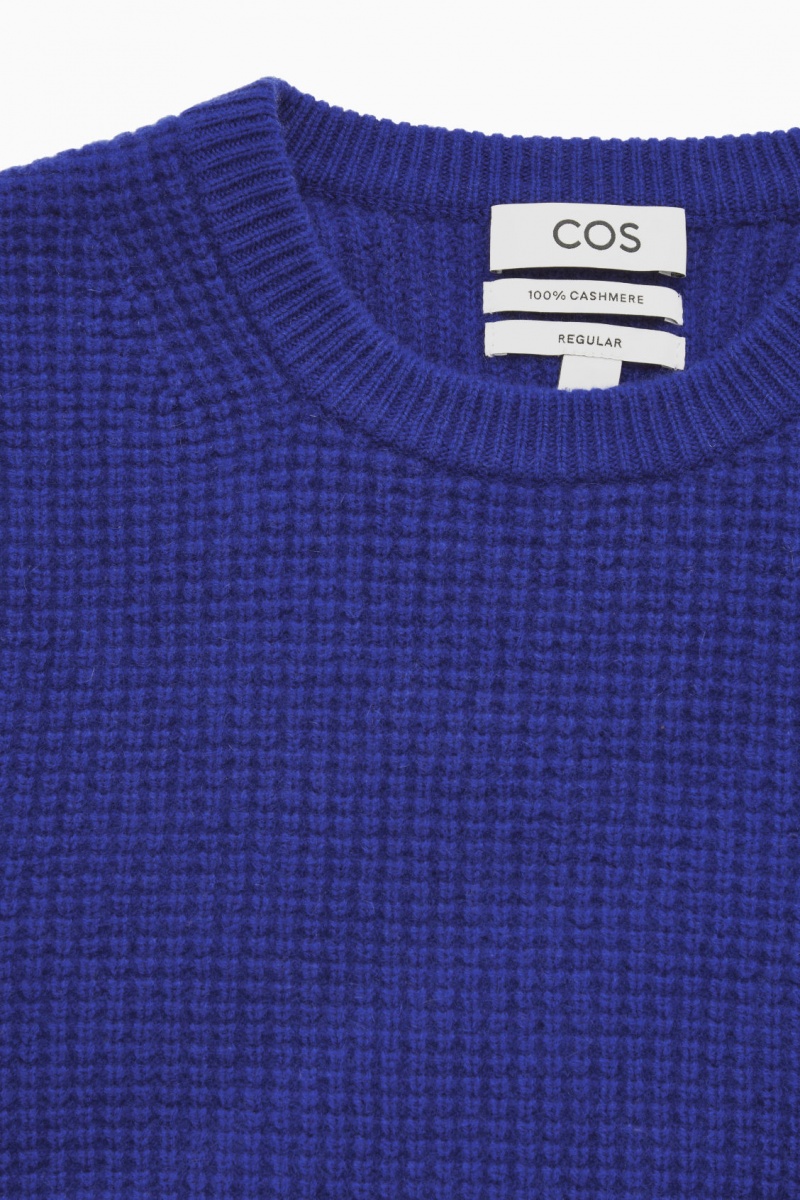 COS Waffle-Knit Pure Cashmere Jumpers Férfi Világos Kék | XYJG-01924