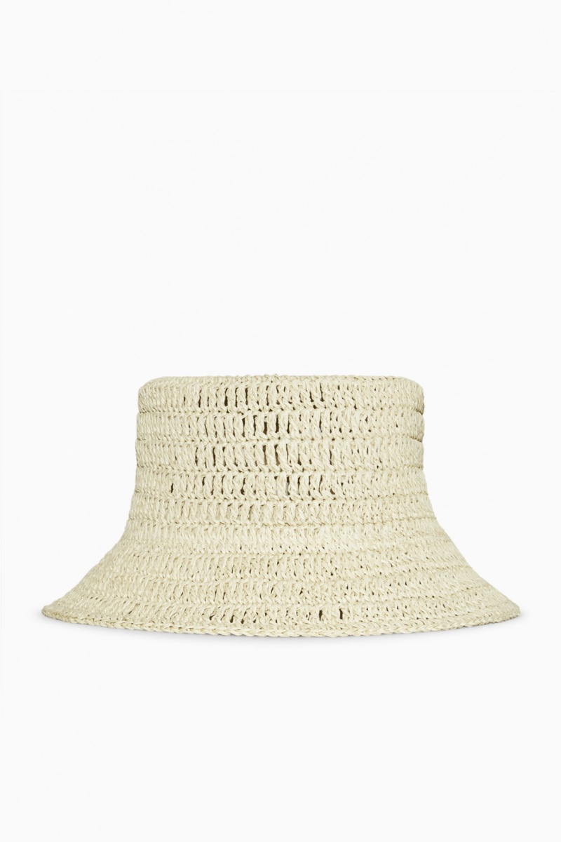 COS Woven Straw Bucket Kalap Női Bézs | URIB-50624