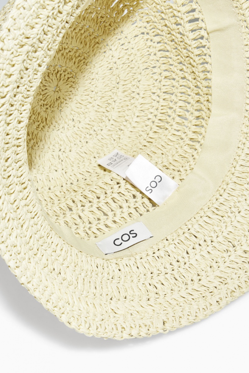 COS Woven Straw Bucket Kalap Női Bézs | URIB-50624